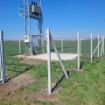 Betonski stubovi u nizu – priprema za postavljanje žičane ograde ili vinograda
